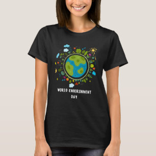 T-shirt Joyeux Jour de l'Environnement Lampe Arbre Terre