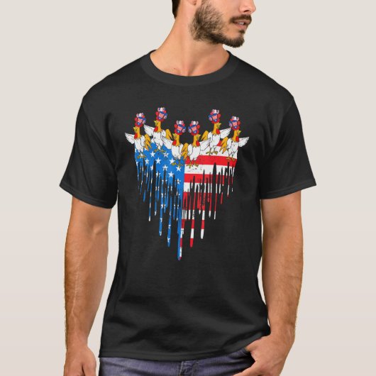 T-shirt Joyeux Jour de l'Indépendance Fierté Poulet Drapea (Devant)