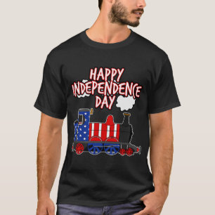 T-shirt Joyeux Jour de l'Indépendance Train American Flag 