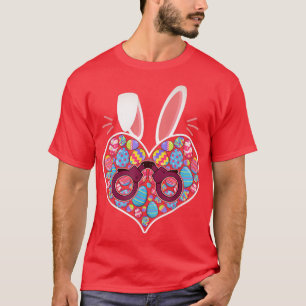 T-shirt Joyeux Jour de Pâques Coeur Lapin Police Oeufs Cha