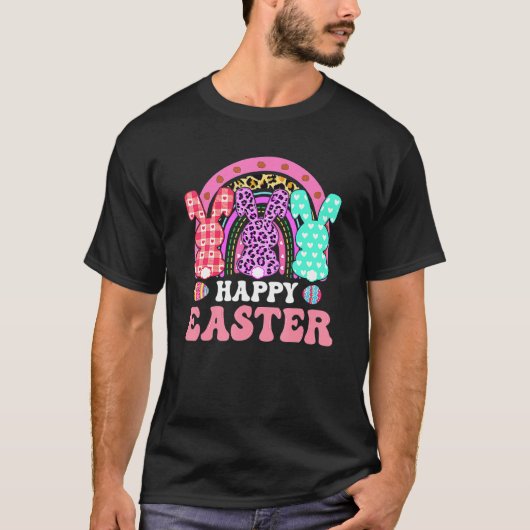 T-shirt Joyeux Jour de Pâques Leopard Bunny Lapin Palm dim (Devant)