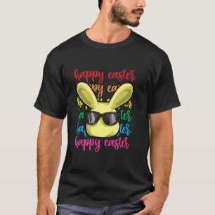 T-shirt Joyeux jour de Pâques Lunettes de lapin Face T-shi