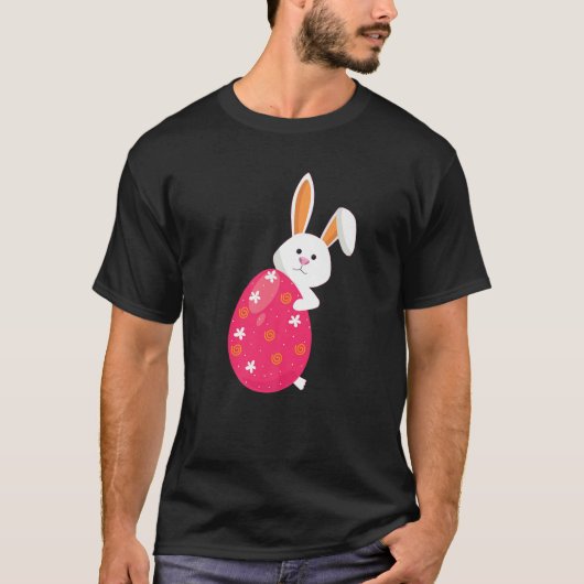 T-shirt Joyeux Jour De Pâques Mignonne Lapin Et Oeufs Pour (Devant)