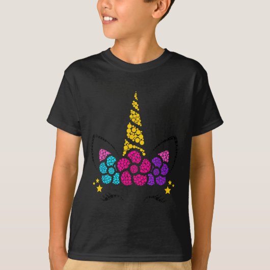 T-shirt Joyeux Jour des points Unicorn Filles Enfants Sept (Devant)