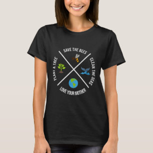 T-shirt Joyeux Jour des terres Plantes arbres Mer propres