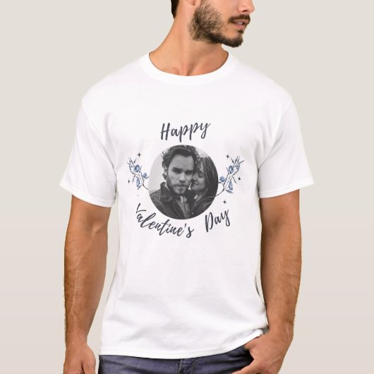 T-shirt Joyeux Jour des Valentines|Couple pic|Fleurs (Devant)