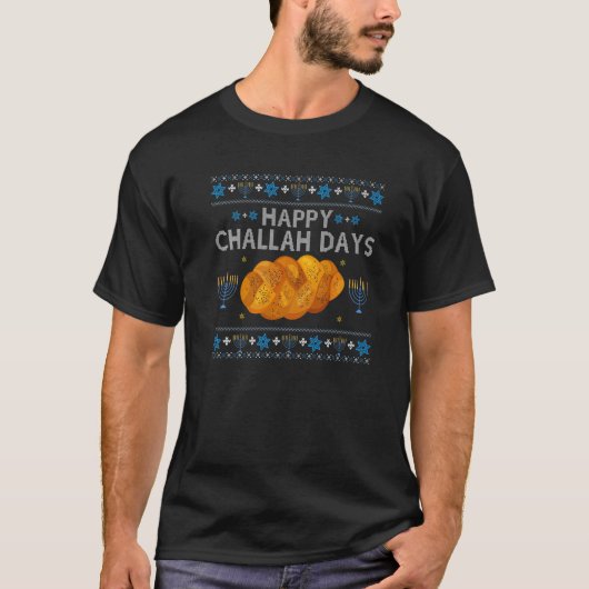 T-shirt Joyeux Jours de Challah Menorah Hanoukka Ugly Hano (Devant)