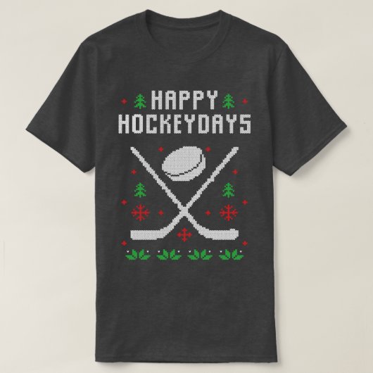 T-shirt Joyeux Jours de hockey Drôle laide pull Noël (Design devant)