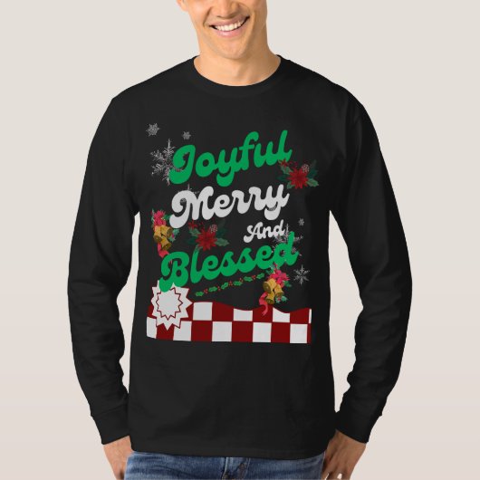 T-shirt Joyeux Joyeux et béni, Noël rétro (Devant)