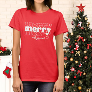 T-shirt Joyeux Joyeux et Enceinte Noël Typographie
