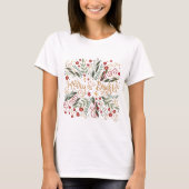 T-shirt Joyeux Joyeux et Fête de Noël Floral brillant (Devant)