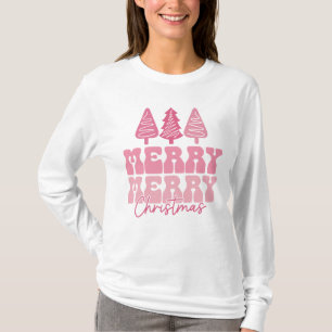 T-shirt Joyeux Joyeux Noël - Conception des Fêtes Rose