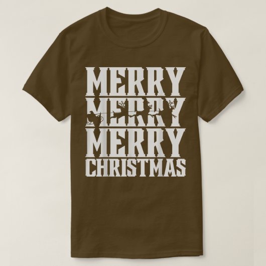 T-shirt Joyeux Joyeux Noël Santas Sleigh & Flying (Design devant)