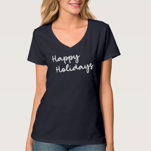 T-shirt Joyeux Joyeux Vacances Whimsical Script Lettres (Devant)