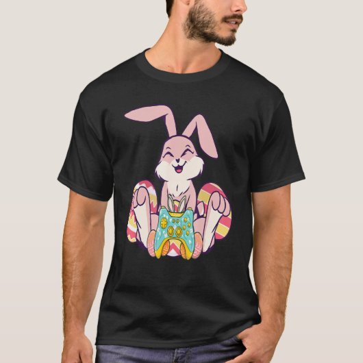 T-shirt Joyeux Joystick de Pâques Bunny Ear amusant Jeu en (Devant)
