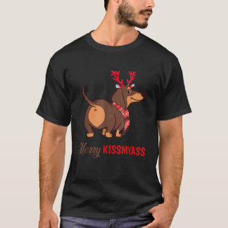 T-shirt Joyeux Kissmyass Dachshund Dachshund Reindeer de N