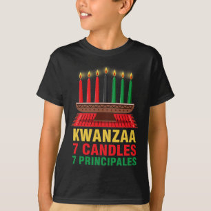 T-shirt Joyeux Kwanzaa Kinara Sept Principes Bougies Pan