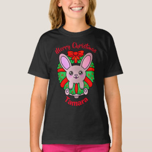 T-shirt Joyeux lapin adorable de Noël en couronne