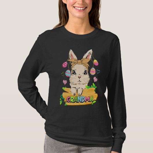 T-shirt Joyeux Lapin De Pâques Pour Mamie (Devant)