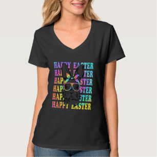 T-shirt Joyeux Lapin de Pâques Visage de belles lunettes F