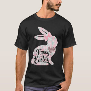T-shirt Joyeux lapin floral de Pâques Coquette Bow esthéti