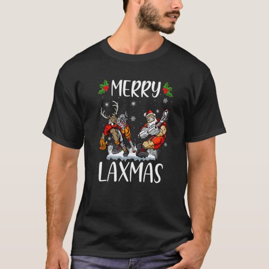 T-shirt Joyeux Laxmas Lacrosse de Noël moche Père Noël Rei (Devant)