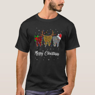 T-shirt Joyeux Léopard de dents de Noël avec Noël Noël