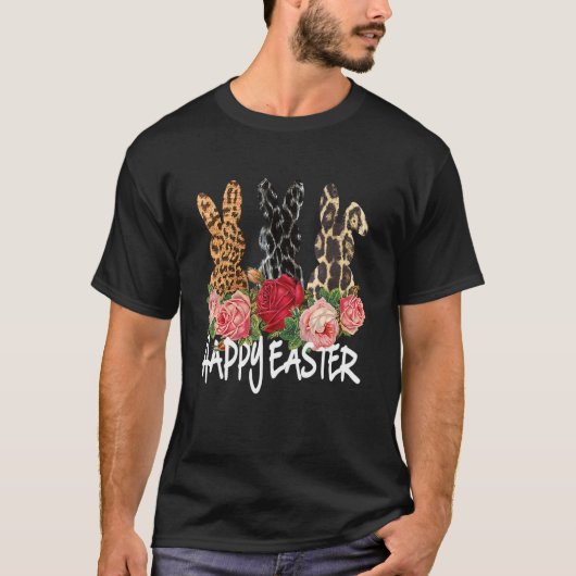 T-shirt Joyeux léopard de Pâques Lapin lapin de Pâques Tri (Devant)