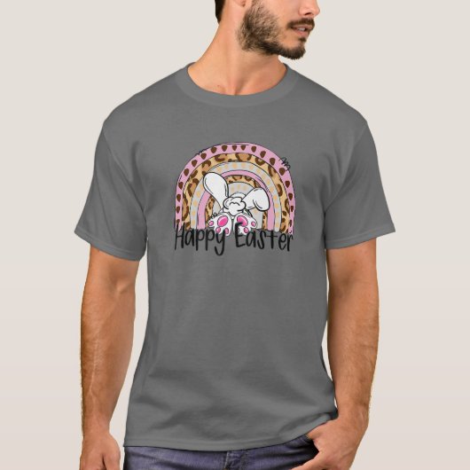 T-shirt Joyeux Leopard de Pâques Rainbow Cute Bunny Tail E (Devant)