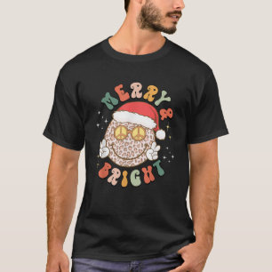 T-shirt Joyeux Léopard Motif Sourire Visage Santa Hat