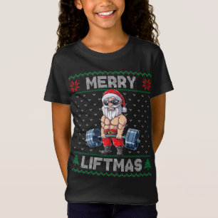 T-Shirt Joyeux Liftmas Père Noël Poids Fitness Gym Vilain