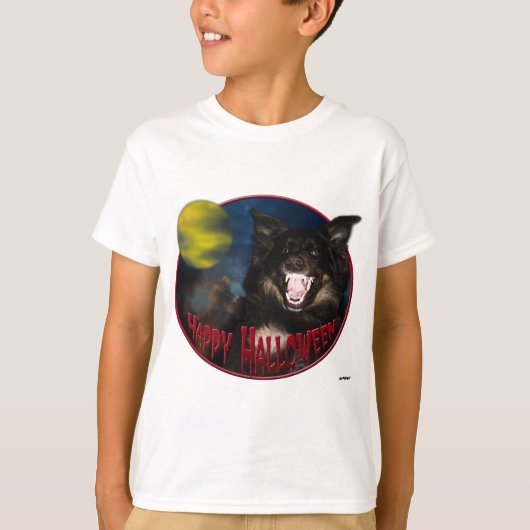 T-shirt Joyeux loup effrayant d'Halloween (Devant)