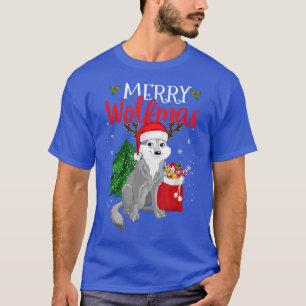 T-shirt Joyeux loup loup sapin de Noël Amour animal drôle