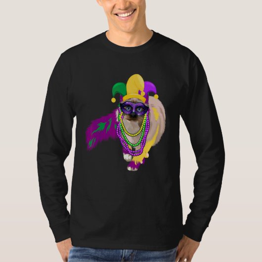 T-shirt Joyeux Mardi Gras Cute Chat Portant Des Perles Jes (Devant)