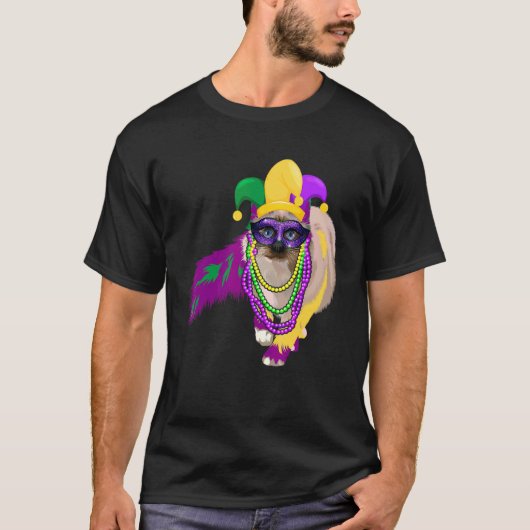T-shirt Joyeux Mardi Gras Cute Chat Portant Des Perles Jes (Devant)