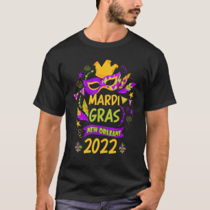 T-shirt Joyeux Mardi Gras perles et strass de masque de La
