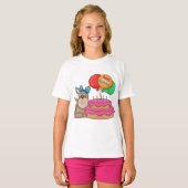 T-shirt Joyeux Marionnette mignonne avec ballons et gâteau (Devant entier)