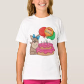 T-shirt Joyeux Marionnette mignonne avec ballons et gâteau (Devant)
