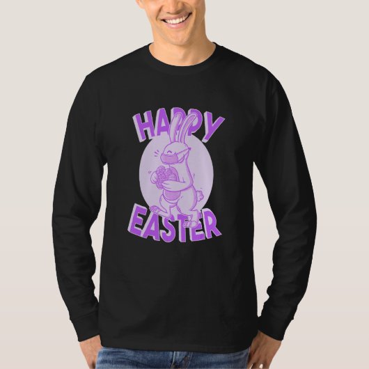 T-shirt Joyeux Masque Visage Pâques Bunny Pastel Purple (Devant)