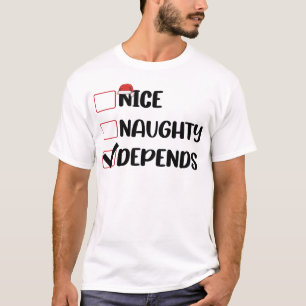 T-shirt Joyeux Mauvais Dépend de Santa Liste de Noël
