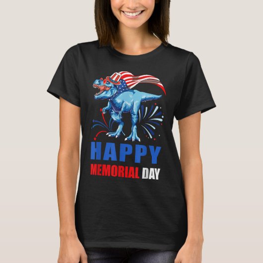 T-shirt Joyeux Memorial Day 4 juillet Dinosaur American F (Devant)