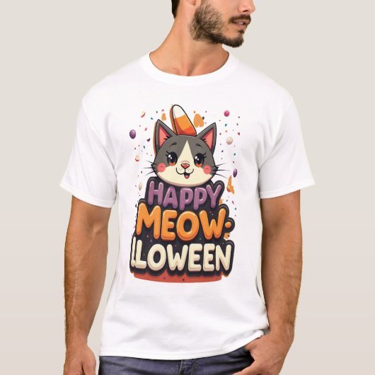 T-shirt Joyeux Méow-lloween Chat (Devant)