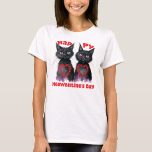 T-shirt Joyeux Meowentine's Day mignonne Cat Couple en amo