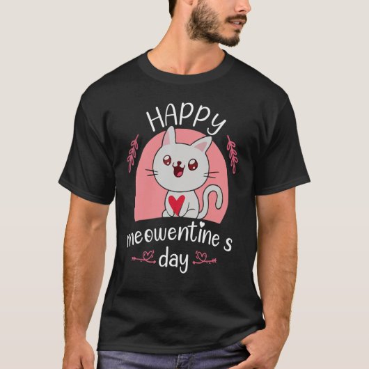 T-shirt Joyeux Meowentine's Day Valentine Chat Cute Kitten (Devant)