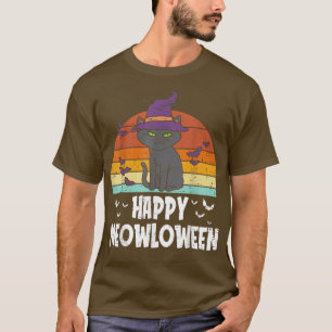 T-shirt Joyeux Meowloween Chat noir sur Citrouille Hallowe