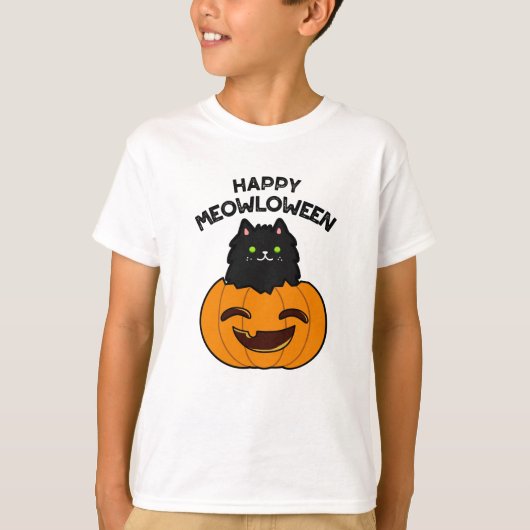 T-shirt Joyeux Meowloween Funny Halloween Pun (Devant)