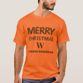 T-shirt Joyeux Monogramme de Noël Customisé Unisex Minimal (Devant)