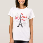 T-shirt Joyeux Noel<br><div class="desc">T-shirts Joyeux Noel, vêtements, cartes, sacs et cadeaux de vacances Noel avec photo de la Tour Eiffel portant un casquette du Père Noël et la neige tombant.</div>