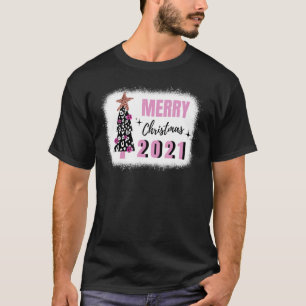 T-shirt Joyeux Noël 2021 Arbre Rose mignonne Girlie femmes