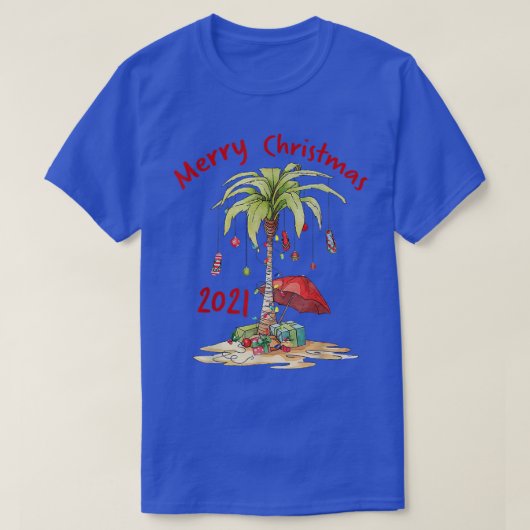 T-shirt Joyeux Noël 2021 Palm Tree Ornament Tropical C (Design devant)